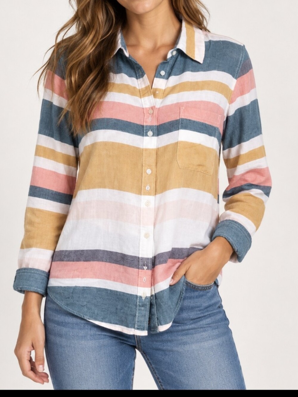 Roxy Soft Striped Heavy Feelings Button Down